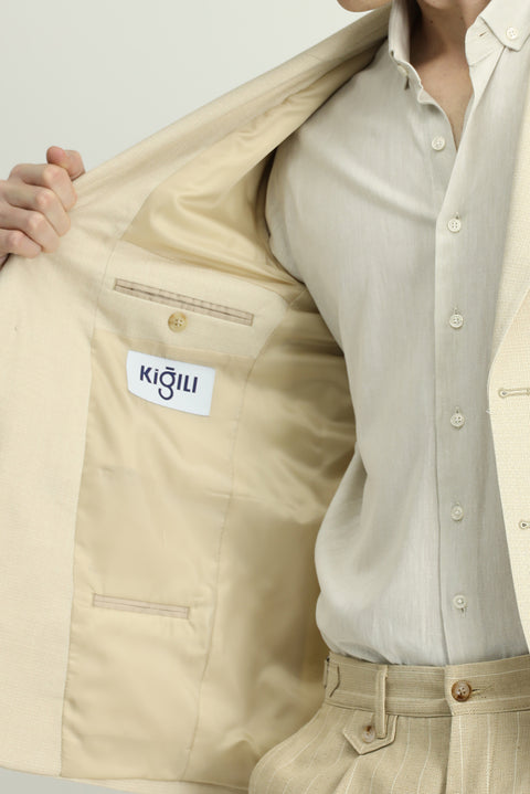 Light Beige 7 Drop Slim Fit Classic Jacket