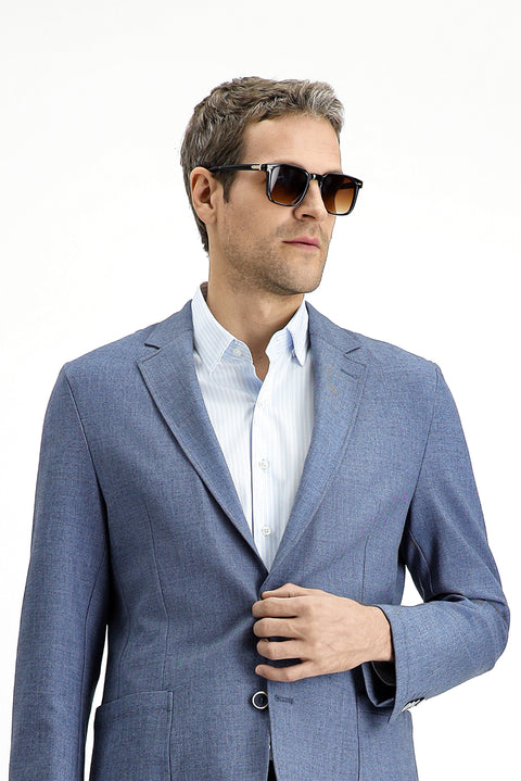 Koyu Mavi  4 Drop Relaxed Fit Rahat Kesim Spor Ceket