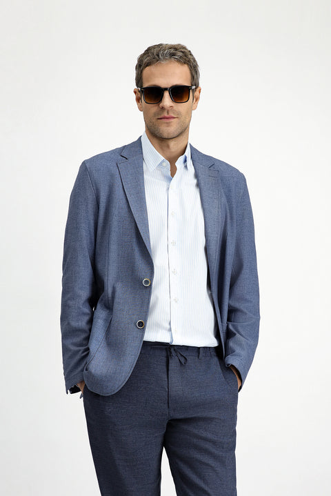 Koyu Mavi  4 Drop Relaxed Fit Rahat Kesim Spor Ceket