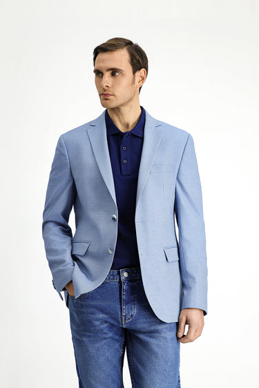  Açık Mavi Super Slim Fit Ekstra Dar Kesim Klasik Desenli Ceket