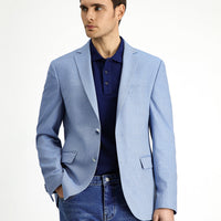 Açık Mavi 7 Drop Slim Fit Dar Kesim Klasik Desenli Ceket