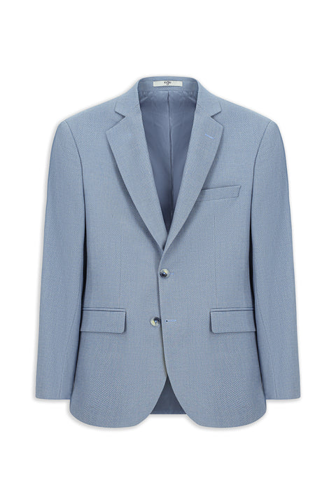 Açık Mavi 7 Drop Super Slim Fit Eksra Dar Kesim Klasik Desenli Ceket