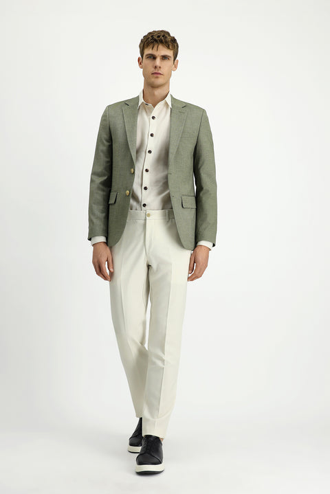 Çağla Yeşili 7 Drop Super Slim Fit Eksra Dar Kesim Klasik Desenli Ceket