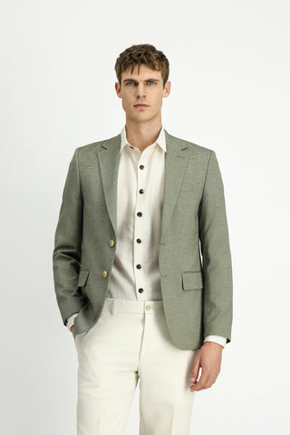  Çağla Yeşili 7 Drop Slim Fit Dar Kesim Klasik Desenli Ceket