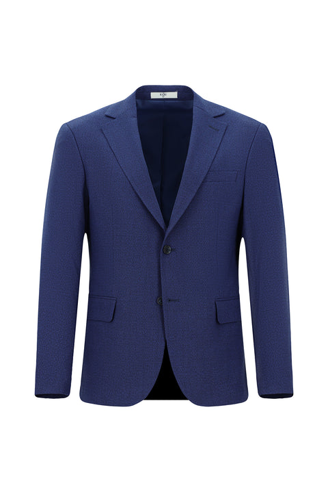 Saks Mavi 6 Drop Regular Fit Standart Kesim Klasik Desenli Ceket