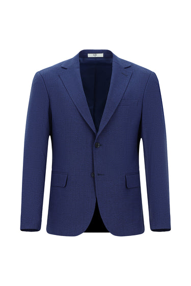 Saks Mavi Regular Fit Klasik Desenli Ceket