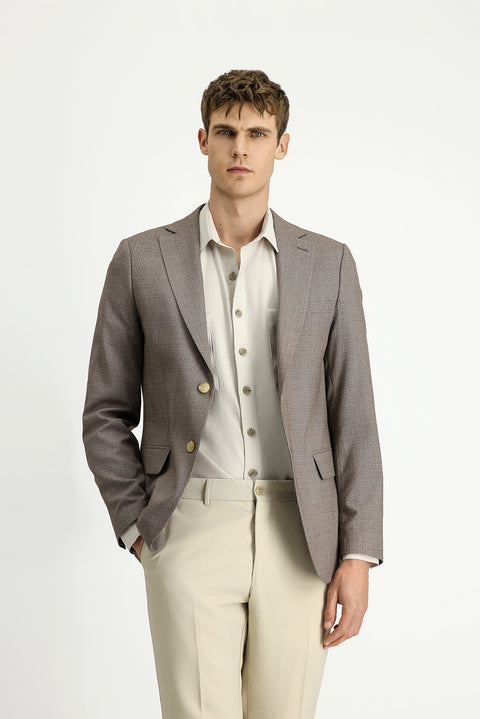 Koyu Vizon 6 Drop Regular Fit Standart Kesim Klasik Desenli Ceket