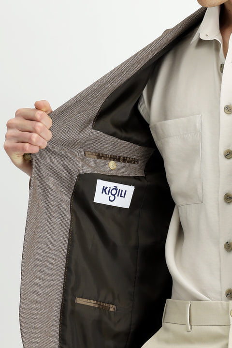 Koyu Vizon 6 Drop Regular Fit Standart Kesim Klasik Desenli Ceket