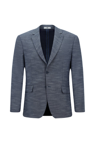  Koyu Lacivert Relaxed Fit Rahat Kesim Desenli Likralı Ceket