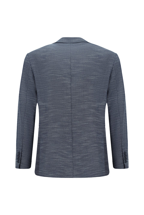 Koyu Lacivert 4 Drop Relaxed Fit Rahat Kesim Desenli Likralı Ceket