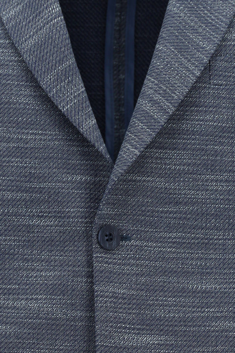 Koyu Lacivert 4 Drop Relaxed Fit Rahat Kesim Desenli Likralı Ceket