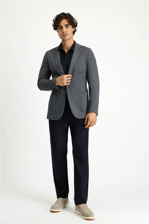 Koyu Füme Techno-Line 7 Drop Super Slim Fit Eksra Dar Kesim Likralı Ceket