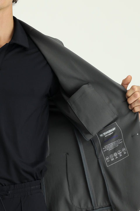 Koyu Füme Techno-Line 6 Drop Regular Fit Standart Kesim Likralı Esnek Ceket