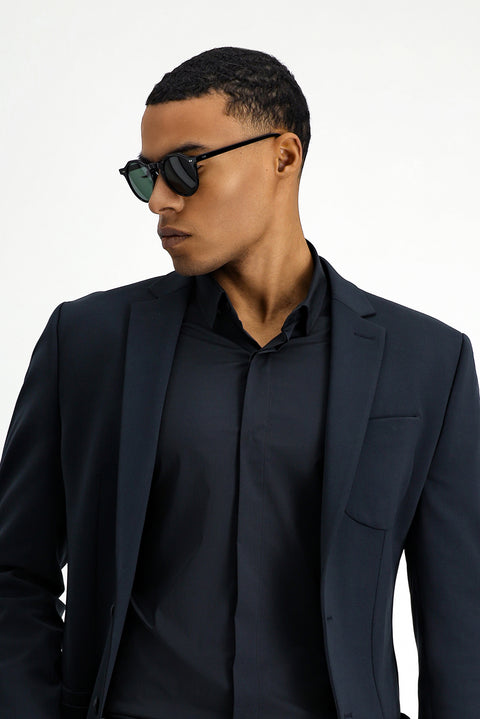Dark Navy Techno-Line 7 Drop Super Slim Fit Extra Narrow Cut Lycra Jacket