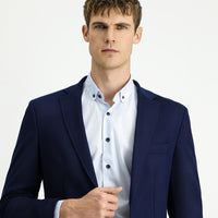 Koyu Lacivert 7 Drop Slim Fit Dar Kesim Likralı Spor Ceket