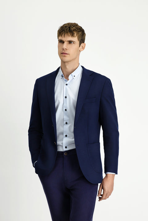 Koyu Lacivert 7 Drop Super Slim Fit Eksra Dar Kesim Likralı Spor Ceket