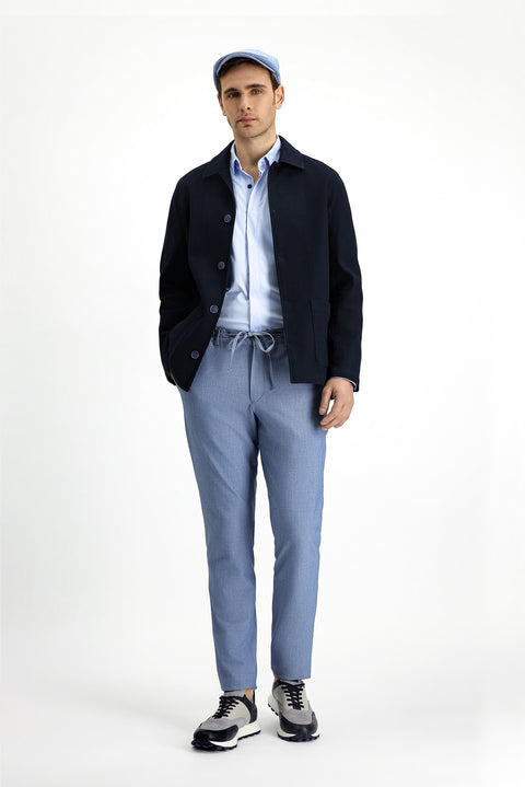 Koyu Lacivert 6 Drop Regular Fit Standart Kesim Pamuklu Likralı Esnek Spor Ceket