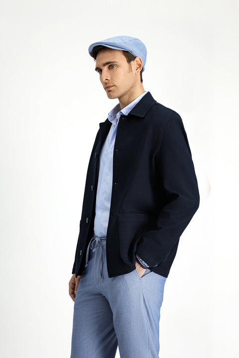 Koyu Lacivert 6 Drop Regular Fit Standart Kesim Pamuklu Likralı Esnek Spor Ceket