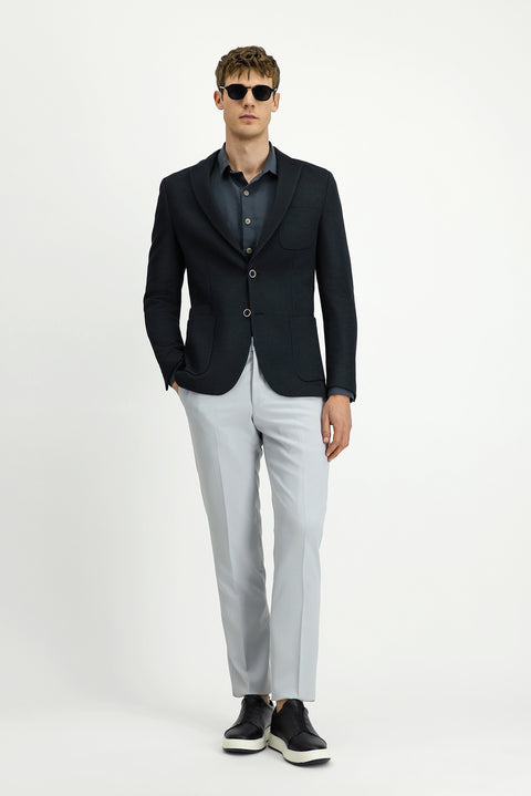 Siyah 7 Drop Slim Fit Dar Kesim Pamuklu Spor Ceket