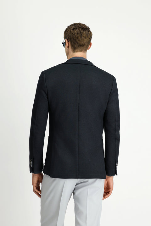 Siyah 7 Drop Slim Fit Dar Kesim Pamuklu Spor Ceket