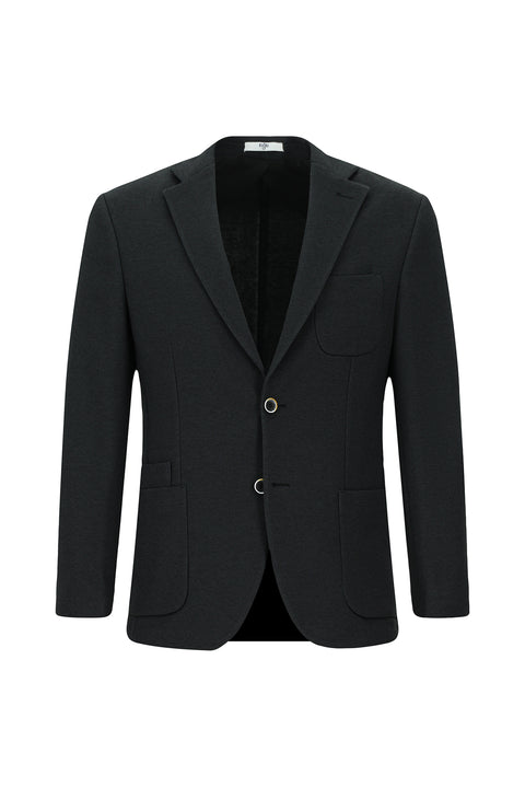 Siyah 7 Drop Slim Fit Dar Kesim Pamuklu Spor Ceket