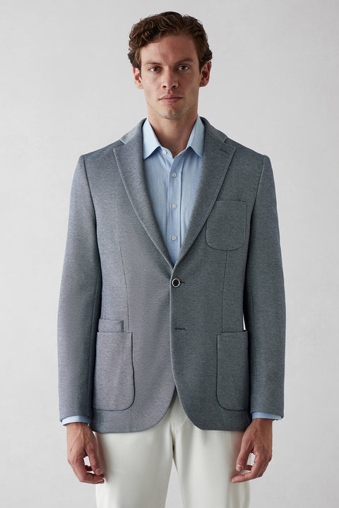 Koyu Lacivert 7 Drop Slim Fit Dar Kesim Pamuklu Spor Ceket