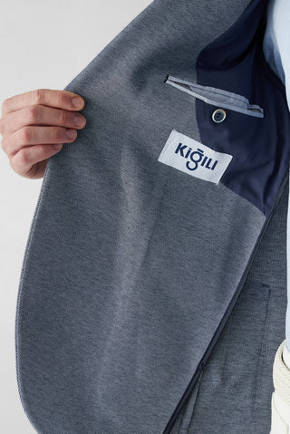  Koyu Lacivert 7 Drop Slim Fit Dar Kesim Pamuklu Spor Ceket