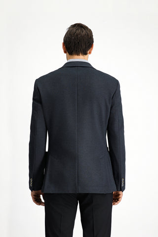  Koyu Lacivert 7 Drop Slim Fit Dar Kesim Pamuklu Spor Ceket