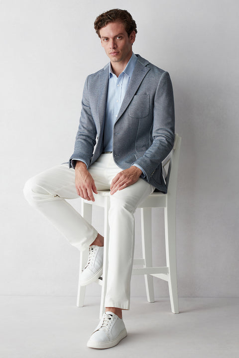 Koyu Lacivert 7 Drop Slim Fit Dar Kesim Pamuklu Spor Ceket