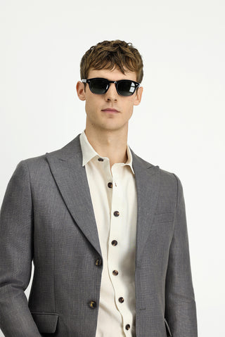  Koyu Antrasit 7 Drop Slim Fit Dar Kesim Yünlü Keten Kar???ml? Klasik Ceket-Ki??l?