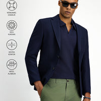 Koyu Lacivert Techno-Line Slim Fit Dar Kesim Likralı Ceket