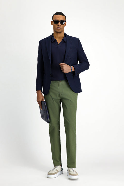 Koyu Lacivert Techno-Line 7 Drop Slim Fit Dar Kesim Likralı Ceket