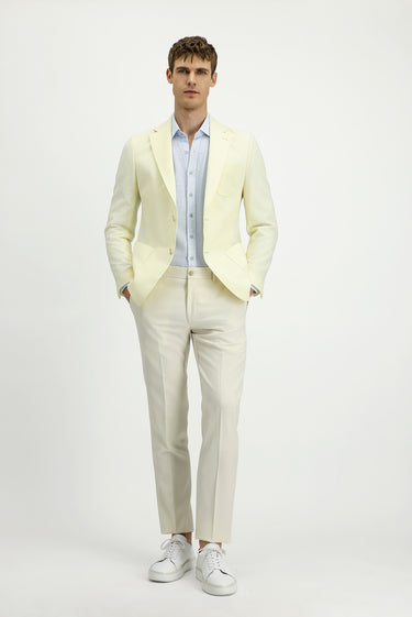 Krem Techno-Line Slim Fit Dar Kesim Likralı Ceket