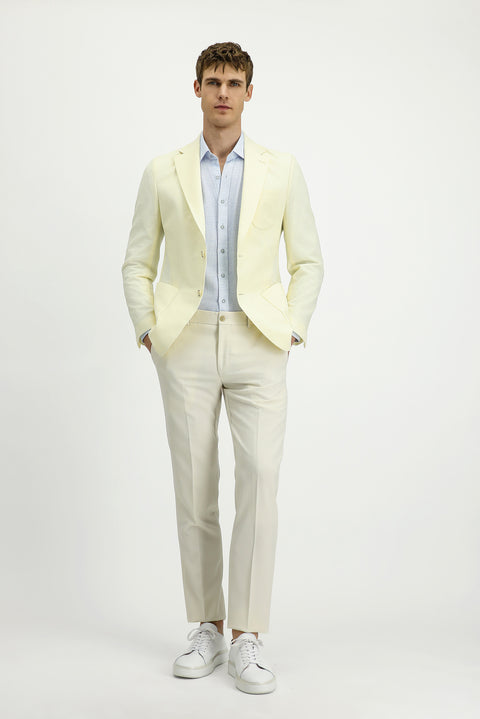 Krem Techno-Line 7 Drop Slim Fit Dar Kesim Likralı Ceket