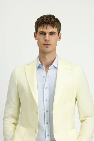  Krem Techno-Line 7 Drop Slim Fit Dar Kesim Likral? Ceket-Ki??l?