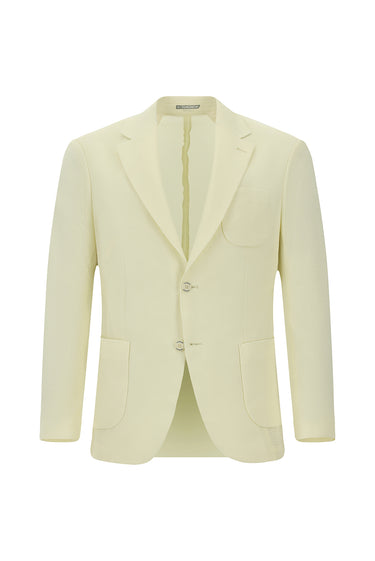 Krem Techno-Line Slim Fit Dar Kesim Likralı Ceket