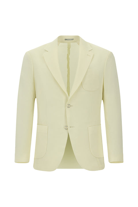 Krem Techno-Line 7 Drop Slim Fit Dar Kesim Likralı Ceket