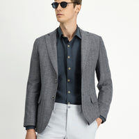 Koyu Füme 4 Drop Relaxed Fit Rahat Kesim Yünlü Desenli Ceket