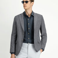 Koyu Füme 4 Drop Relaxed Fit Rahat Kesim Yünlü Desenli Ceket