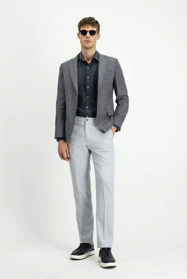 Koyu Füme 4 Drop Relaxed Fit Rahat Kesim Yünlü Desenli Ceket