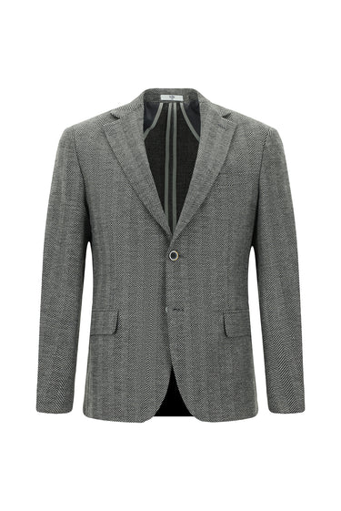 Koyu Füme Relaxed Fit Rahat Kesim Yünlü Desenli Ceket