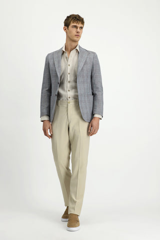  Koyu Füme 7 Drop Slim Fit Dar Kesim Yünlü Keten Kar???ml? Ekose Spor Ceket-Ki??l?