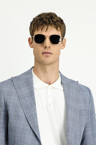  Mavi 7 Drop Slim Fit Dar Kesim Yünlü Keten Karışımlı Ekose Spor Ceket