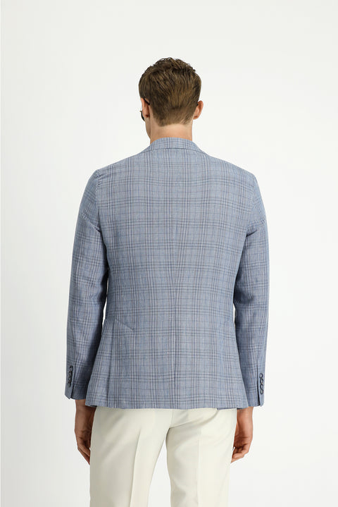 Mavi 6 Drop Regular Fit Standart Kesim Yünlü Keten Karışımlı Ekose Spor Ceket