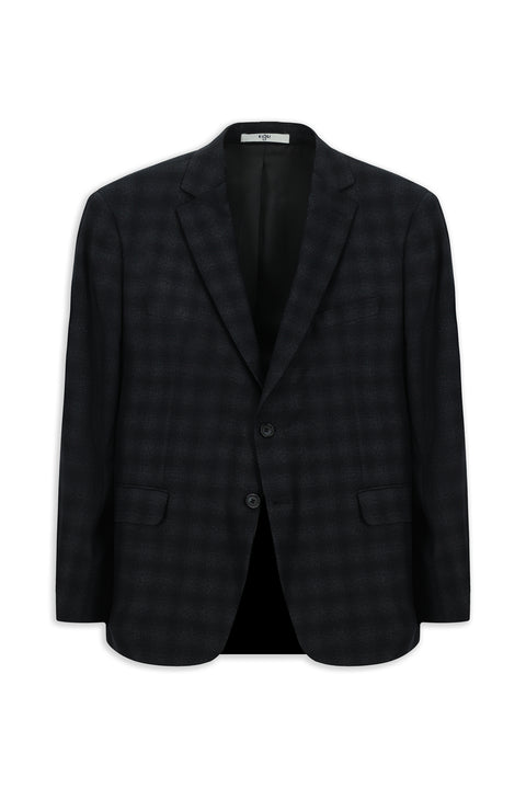 Siyah 4 Drop Relaxed Fit Rahat Kesim Klasik Ekose Ceket