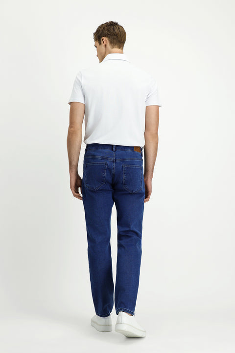 Indigo Relaxed Fit Cotton Denim Look Trousers