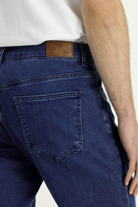 Indigo Relaxed Fit Cotton Denim Look Trousers