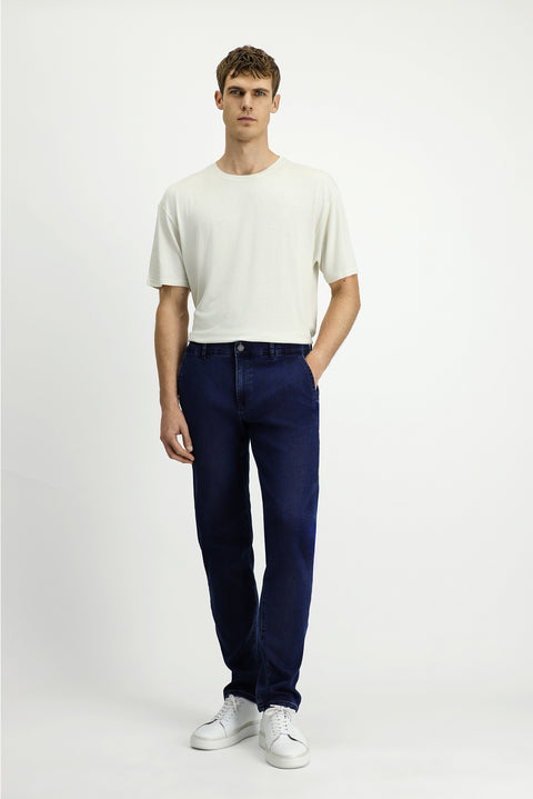 Koyu Lacivert Relaxed Fit Rahat Kesim Pamuklu Denim Look Pantolon