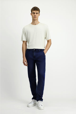  Koyu Lacivert 4 Drop Relaxed Fit Rahat Kesim Pamuklu Denim Look Pantolon