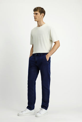  Koyu Lacivert Relaxed Fit Rahat Kesim Pamuklu Denim Look Pantolon